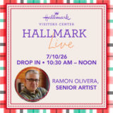 Portrait of artist Ramon featured as promo for free Hallmark Live event on July 10, 10:30 AM -noon