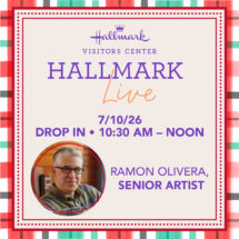 Portrait of artist Ramon featured as promo for free Hallmark Live event on July 10, 10:30 AM -noon