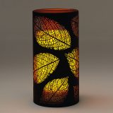 Lasered Leaf Candle Holder With Flameless Pillar Candle