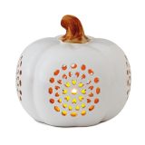 Small Pierced Ceramic Pumpkin Luminary, 6"