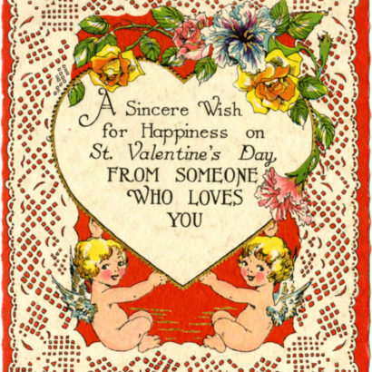Undated Valentine's Day Card says a sincere wish for happiness on saint valentine's day from someone who loves you