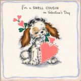 1947 Valentine's Day Card says for a swell cousin on valentine's day