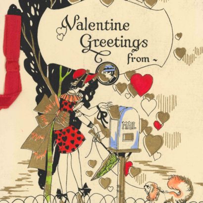 1920 Valentine's Day Card Says Valentine Greetings From Blank