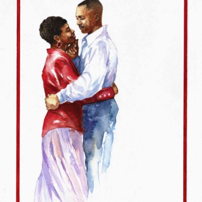 1996 Valentine's Day Card has a picture of an African American couple dancing together