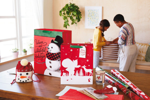 Hallmark gift bags on table