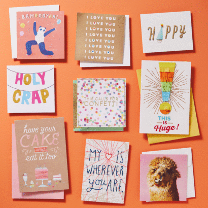 Flat lay of greeting cards